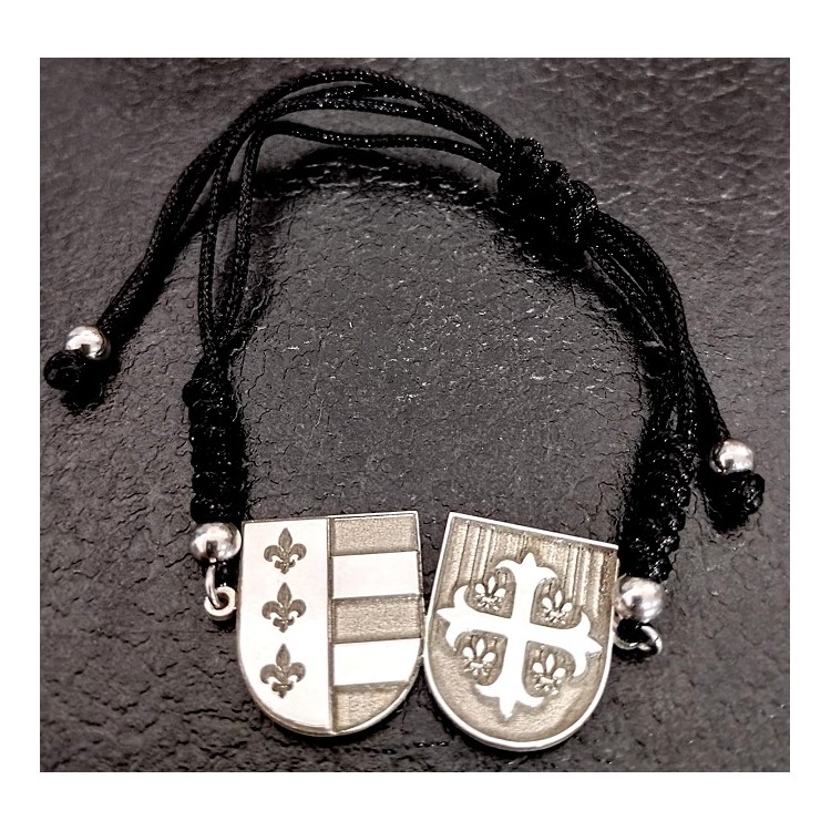 Pulsera escudos de armas apellidos plata de ley y macramé Pulsera escudos de armas apellidos plata de ley y macramé
