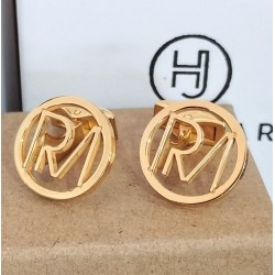 Gemelos de 2 iniciales con su diseño en plata de ley