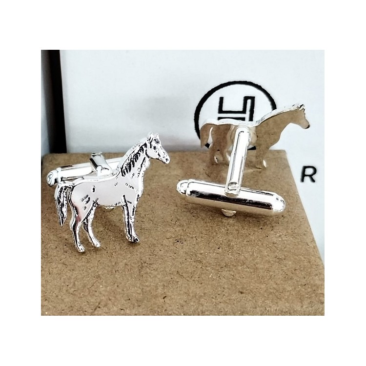 Gemelos Caballos personalizados plata de ley Gemelos Caballos personalizados plata de ley