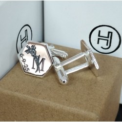 Gemelos hexagonales personalizados en plata de ley
