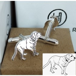 Gemelos de perros personalizados plata de ley