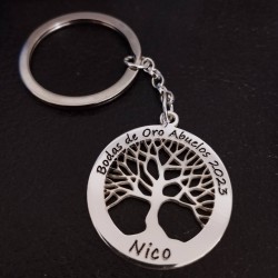 Llavero personalizado árbol de la vida plata de ley