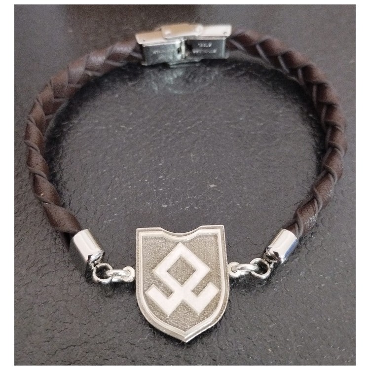 Pulsera Personalizada pieza de plata de ley en relievey cuero