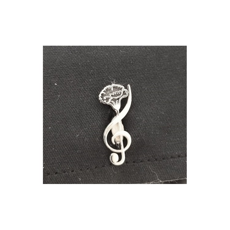 Pins nota con flor plata de ley Pins nota con flor plata de ley