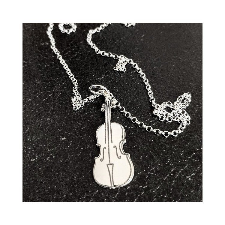 Colgante violín con cadena incluida plata de ley