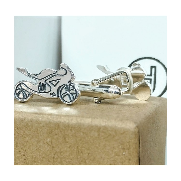 Gemelos de motos en plata de ley