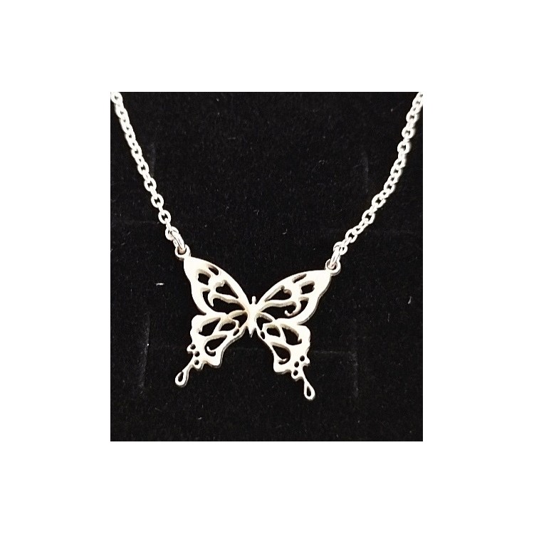 Collar mariposa calada plata de ley