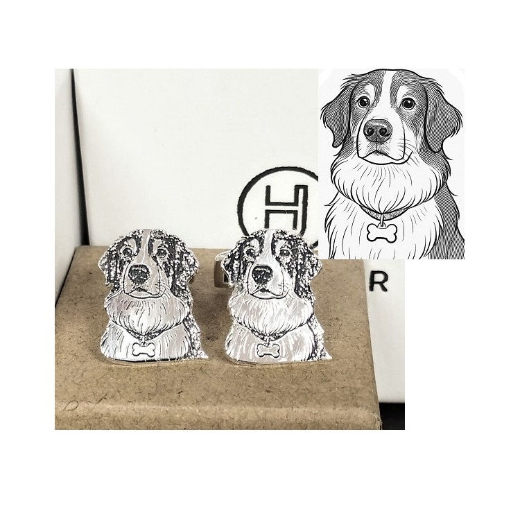 Gemelos de perros y gatos personalizados plata de ley