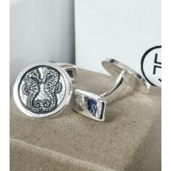 Gemelos personalizados alto relieve plata de ley