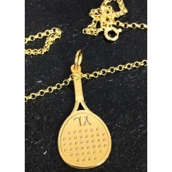 Colgante pala de pádel con cadena incluida plata de ley