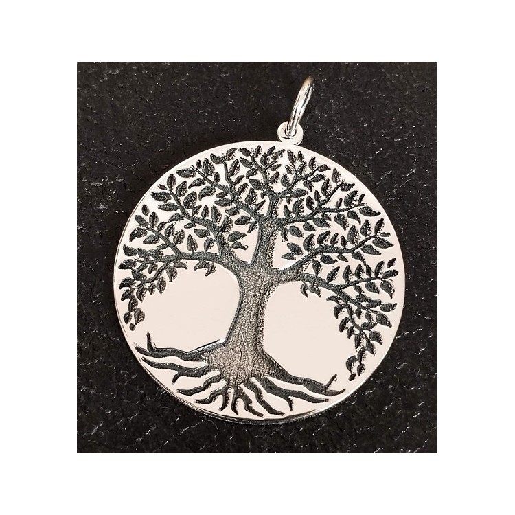 Medallas árbol de la vida y nombres en plata de ley (cadena incluida)