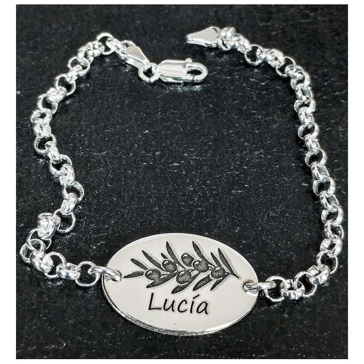 Pulseras personalizadas en óvalo de  plata de ley