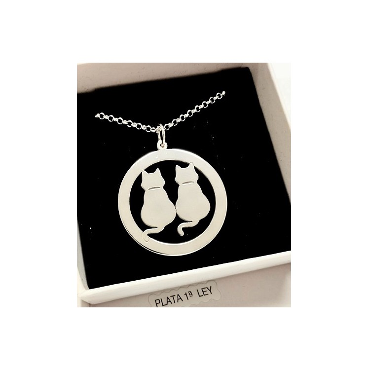 Colgante gatos plata de ley