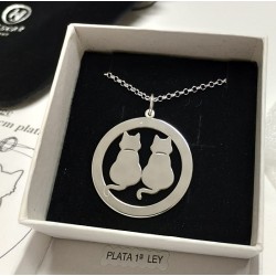 Colgante gatos plata de ley