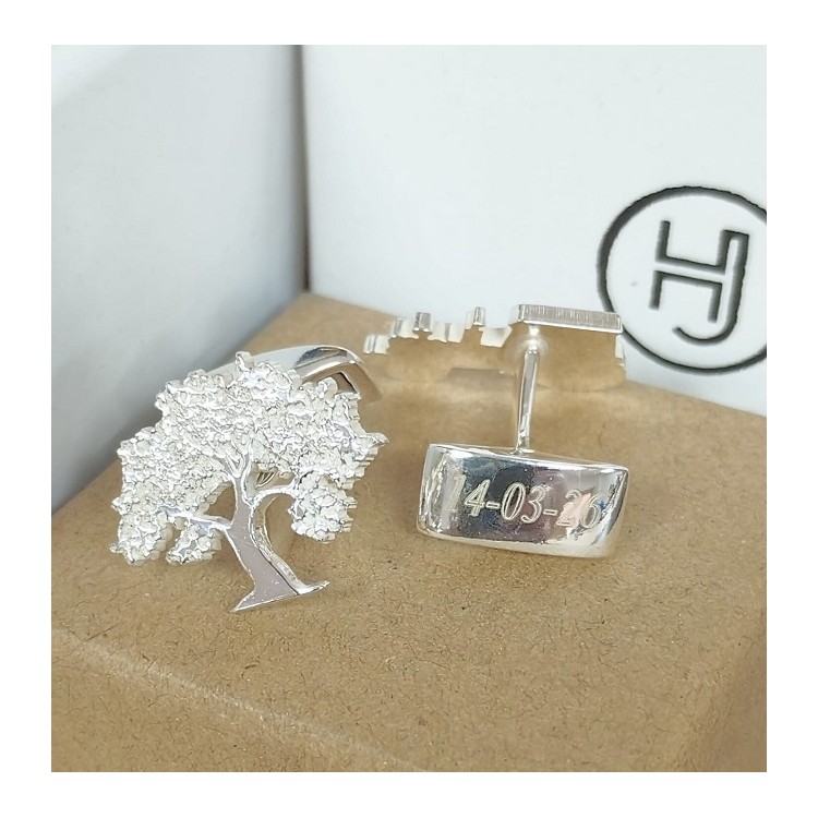 Gemelos olivo en plata de ley