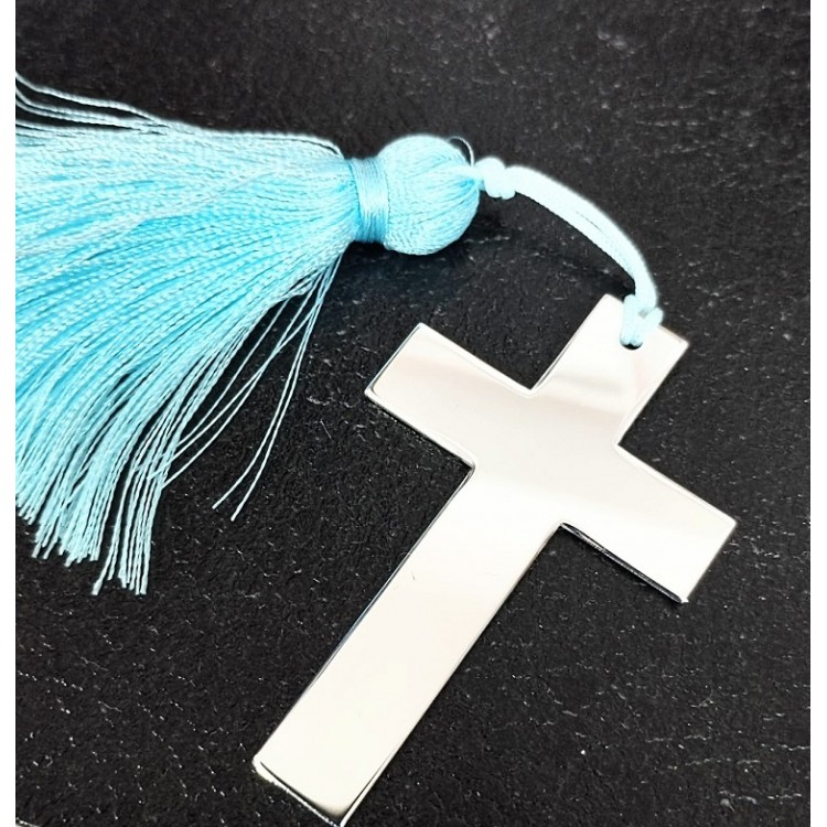 Marcapáginas Cruz personalizada plata de ley
