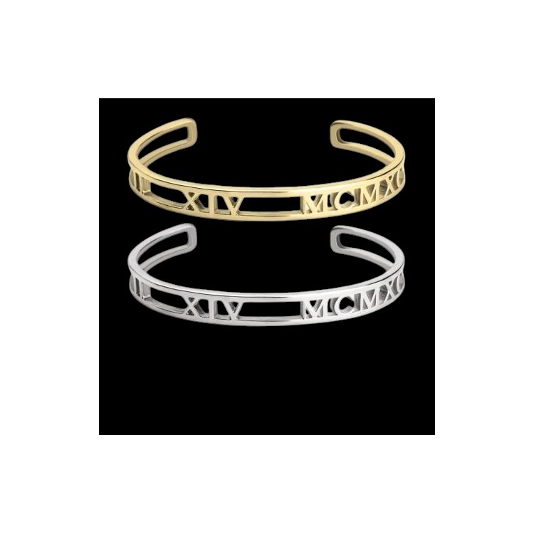 Brazalete fecha en números romanos plata de ley Brazalete fecha en números romanos plata de ley