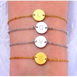 Pulsera personalizadas medalla inicial plata de ley