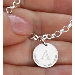 Pulseras personalizadas con medalla grabable plata de ley