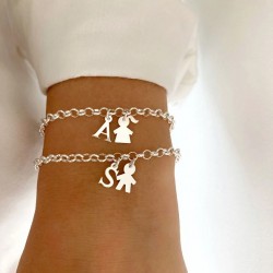 Pulseras  con colgantes personalizados en plata de ley