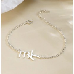 Pulsera personalizada de 2 iniciales en plata de ley