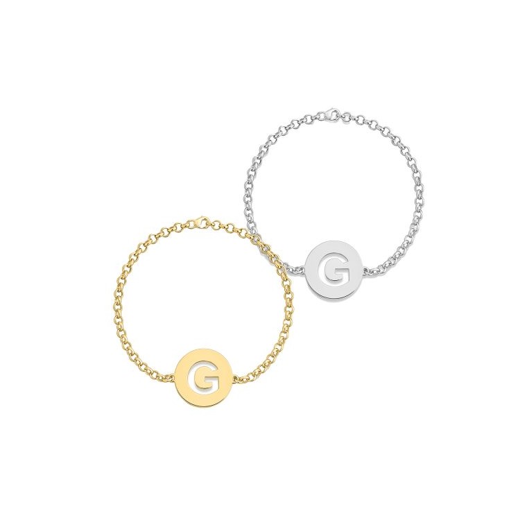 Pulsera personalizadas inicial calada plata de ley Pulsera personalizadas inicial calada plata de ley