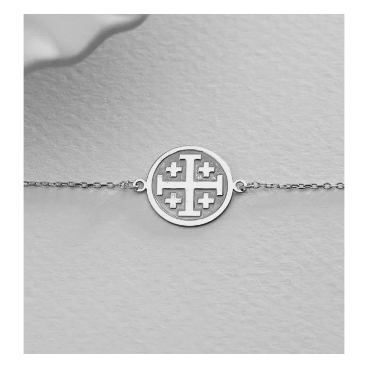 Pulsera Cruz Jerusalén plata de ley Pulsera Cruz Jerusalén plata de ley