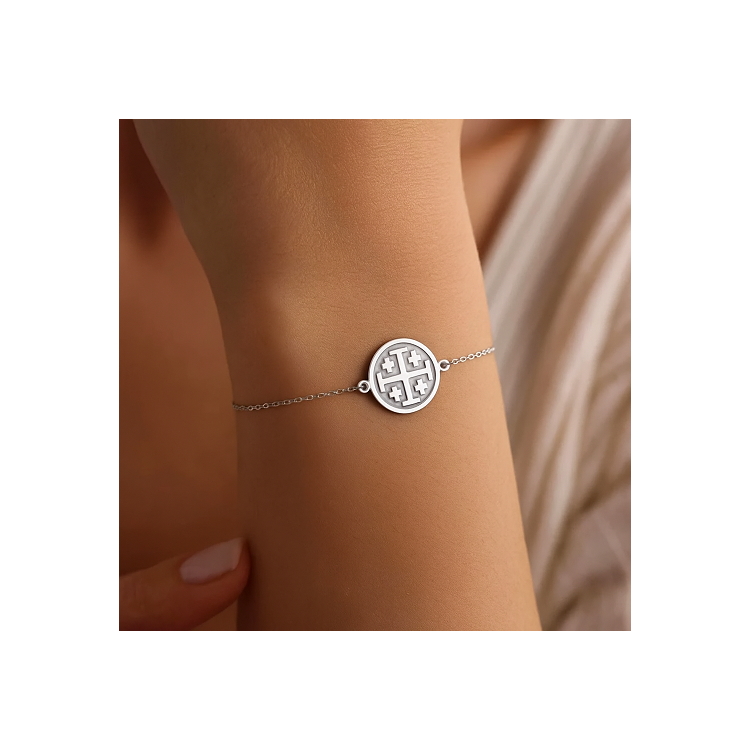 Pulsera Cruz Jerusalén plata de ley
