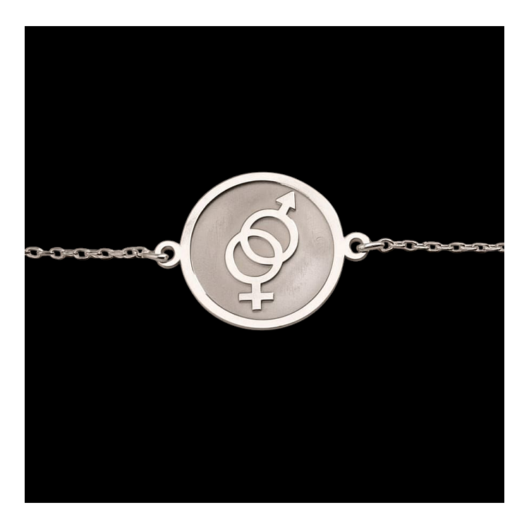 Pulsera personalizada símbolos Lgtbi en relieve plata de ley solo o bañada en oro