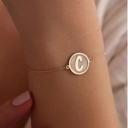 Pulsera personalizadas inicial en relieve plata de ley