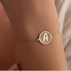 Pulsera personalizadas inicial en relieve plata de ley