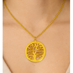 Collar arbol con 5 nombres plata de ley