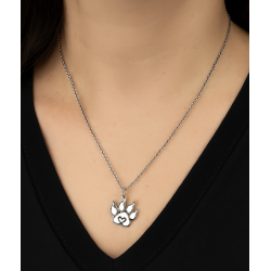 Collar huella de perro corazón plata de ley