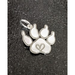 Collar huella de perro corazón plata de ley