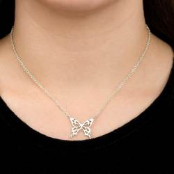 Collar mariposa calada plata de ley