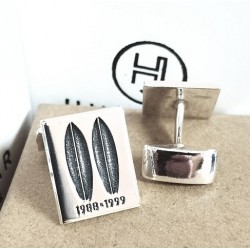 Gemelos dibujos  plata de ley ( cuadrados o rectangular)