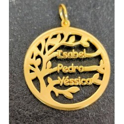 Collar arbol con 3 nombres plata de ley
