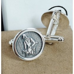 Gemelos personalizados alto relieve plata de ley