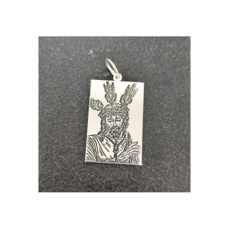 Colgantes Cristos, Virgenes y Santos tallados en rectangulo plata de ley
