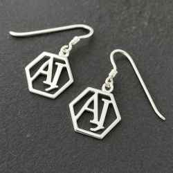 Pendientes personalizados iniciales plata de ley