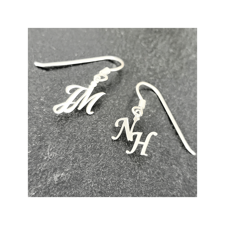 Pendientes personalizados iniciales plata de ley