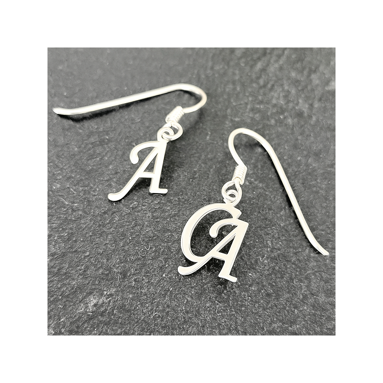 Pendientes personalizados iniciales plata de ley