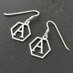 Pendientes personalizados iniciales plata de ley