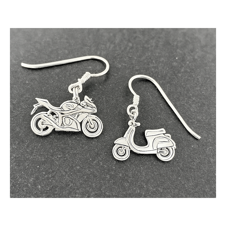 Pendientes personalizados vehiculos, transportes en plata de ley