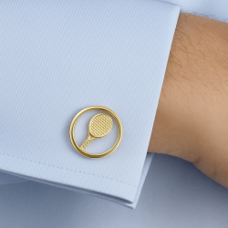 Gemelos palas de padel enmarcadas en plata de ley