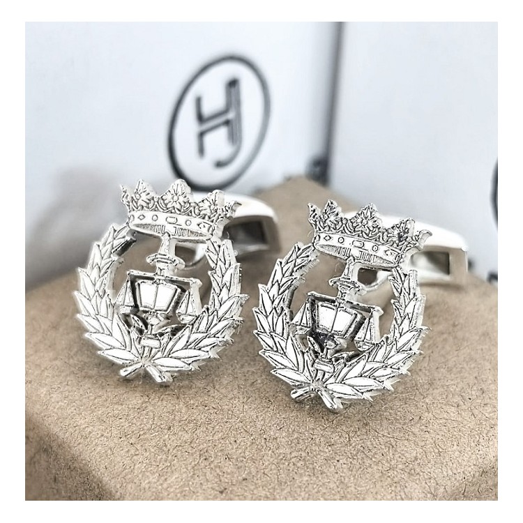 Gemelos insignia de Derecho en Plata de Ley