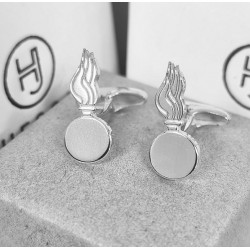 Gemelos insignia artillería en Plata de Ley