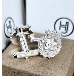 Gemelos insignia medicina en Plata de Ley