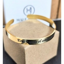 Pulseras para grabar de acero solo o dorada