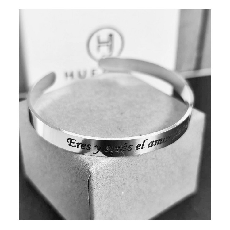 Pulseras para grabar de acero solo o dorada